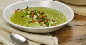 bowl with avocado zucchini soup