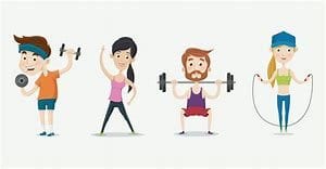 cartoon figures of exercising